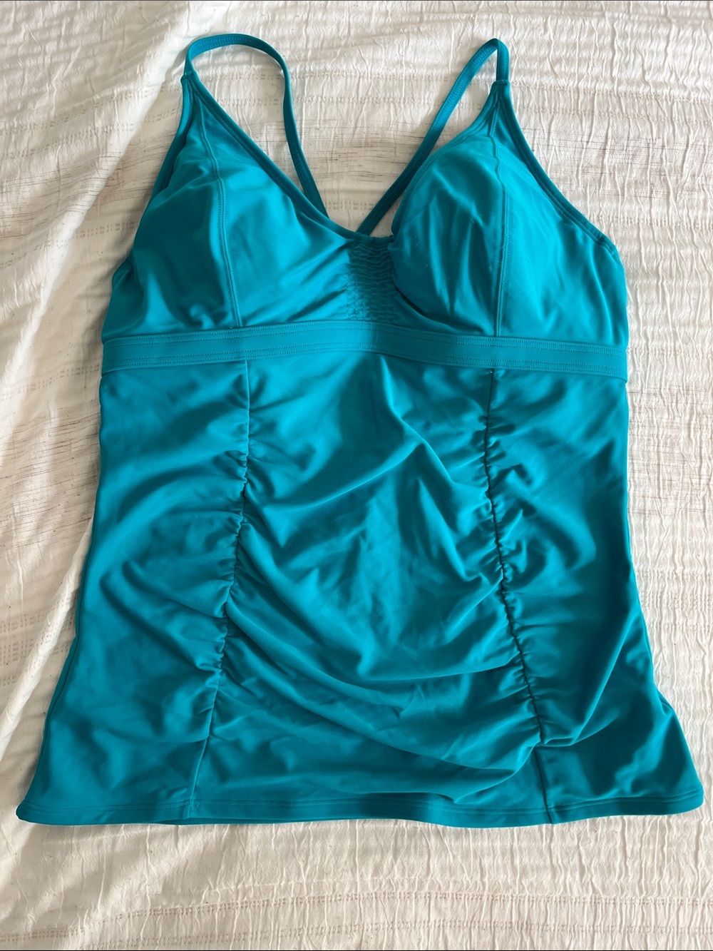 Athleta Turquoise Swim Cami with V-Neck and Shirring